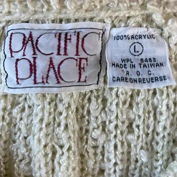 Vintage Pacific Place Cream Cardigan Sweater Size L EUC - Picture 8 of 8